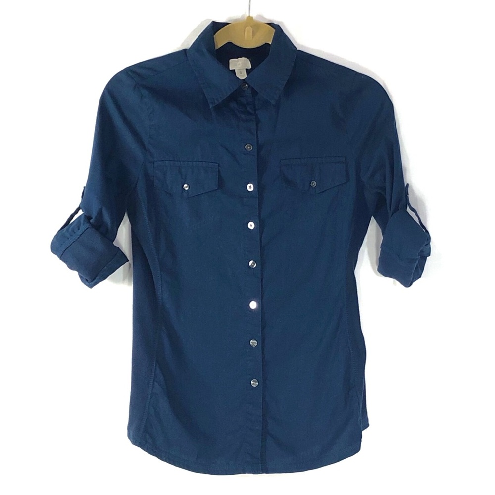 Converse Blue Roll Tab Button Down Shirt!
